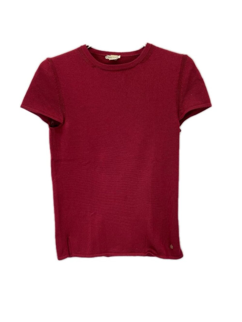 Hermes Gaultier Bordeaux H Logo Short Sleeve Crew Neck Knit Sweater 34